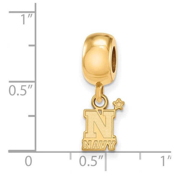 14k Gold Plated Silver U.S. Naval Academy XS Dangle Bead Charm - Picture 3 of 4